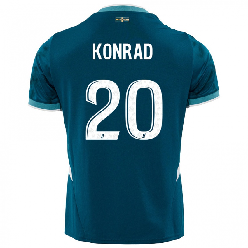 Niño Camiseta Konrad De La Fuente #20 Azul Turquesa 2ª Equipación 2024/25 La Camisa Argentina