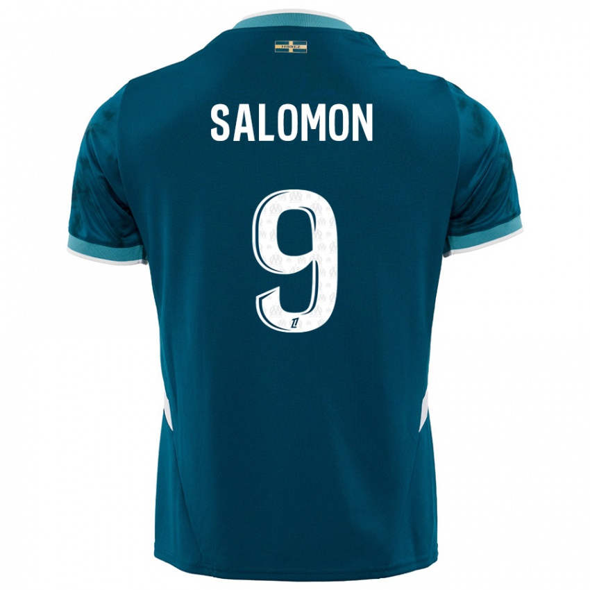 Niño Camiseta Maeva Salomon #9 Azul Turquesa 2ª Equipación 2024/25 La Camisa Argentina