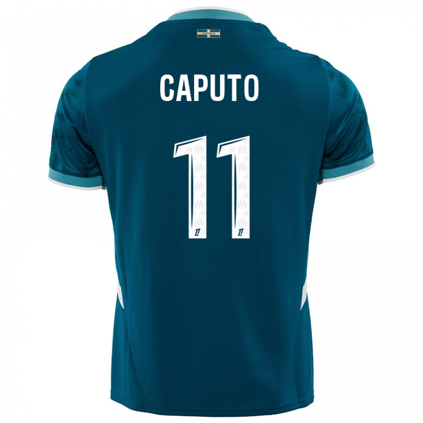 Niño Camiseta Cindy Caputo #11 Azul Turquesa 2ª Equipación 2024/25 La Camisa Argentina