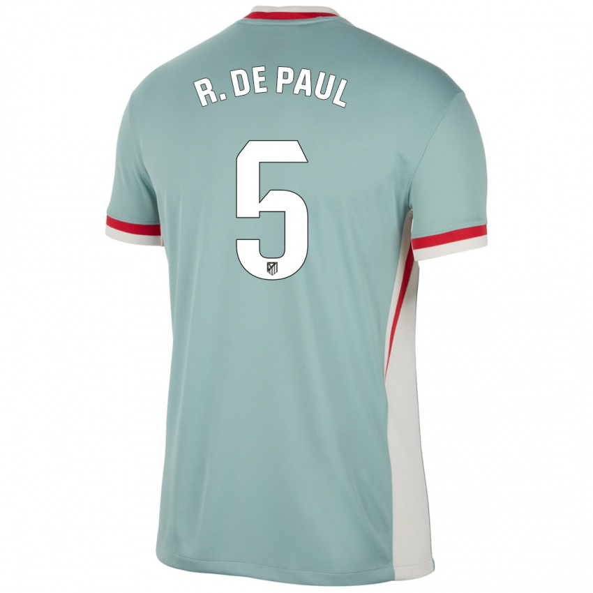 Niño Camiseta Rodrigo De Paul #5 Beige Claro Azul 2ª Equipación 2024/25 La Camisa Argentina