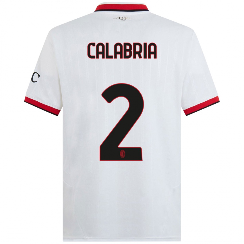 Niño Camiseta Davide Calabria #2 Blanco Negro Rojo 2ª Equipación 2024/25 La Camisa Argentina