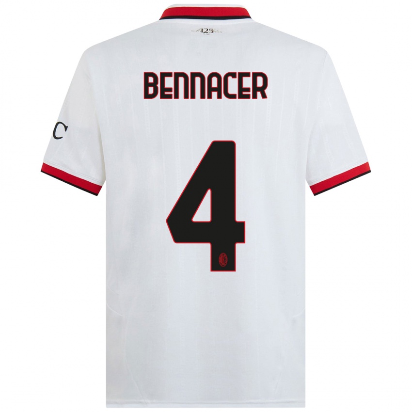 Niño Camiseta Ismael Bennacer #4 Blanco Negro Rojo 2ª Equipación 2024/25 La Camisa Argentina