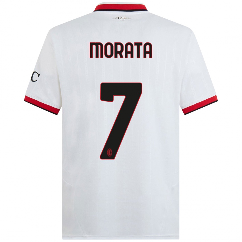 Niño Camiseta Alvaro Morata #7 Blanco Negro Rojo 2ª Equipación 2024/25 La Camisa Argentina