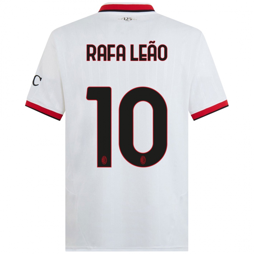 Niño Camiseta Rafael Leao #10 Blanco Negro Rojo 2ª Equipación 2024/25 La Camisa Argentina