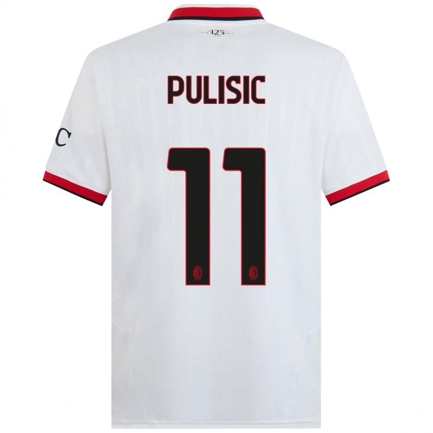 Niño Camiseta Christian Pulisic #11 Blanco Negro Rojo 2ª Equipación 2024/25 La Camisa Argentina