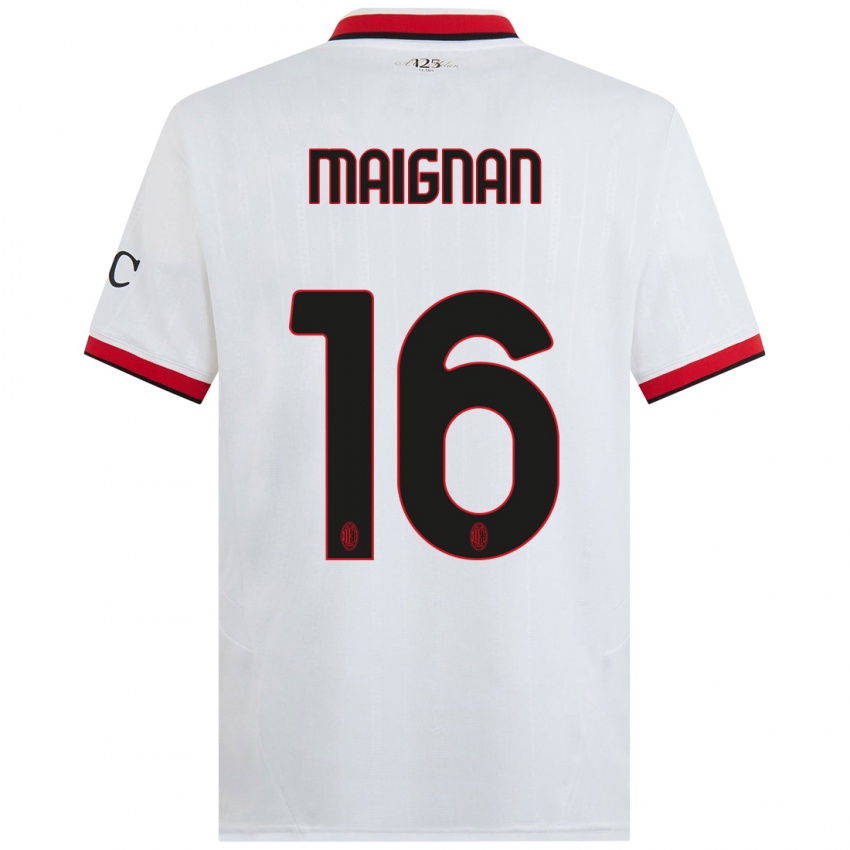 Niño Camiseta Mike Maignan #16 Blanco Negro Rojo 2ª Equipación 2024/25 La Camisa Argentina