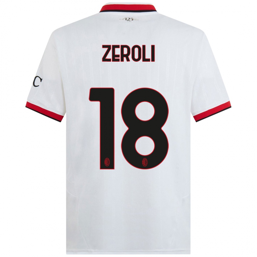 Niño Camiseta Kevin Zeroli #18 Blanco Negro Rojo 2ª Equipación 2024/25 La Camisa Argentina