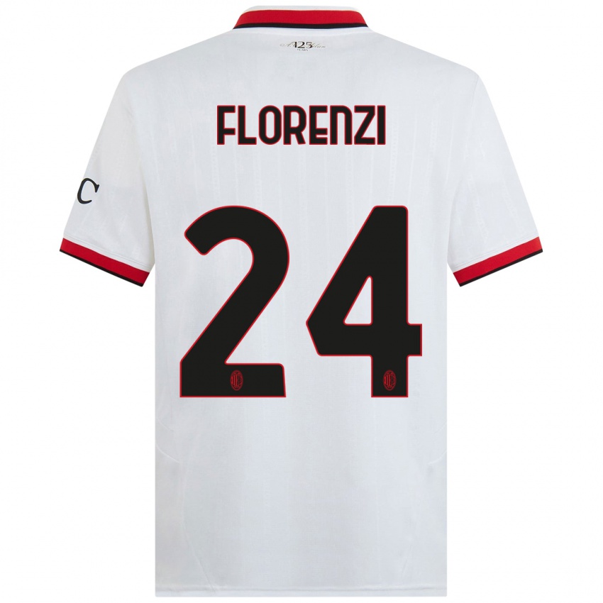 Niño Camiseta Alessandro Florenzi #24 Blanco Negro Rojo 2ª Equipación 2024/25 La Camisa Argentina