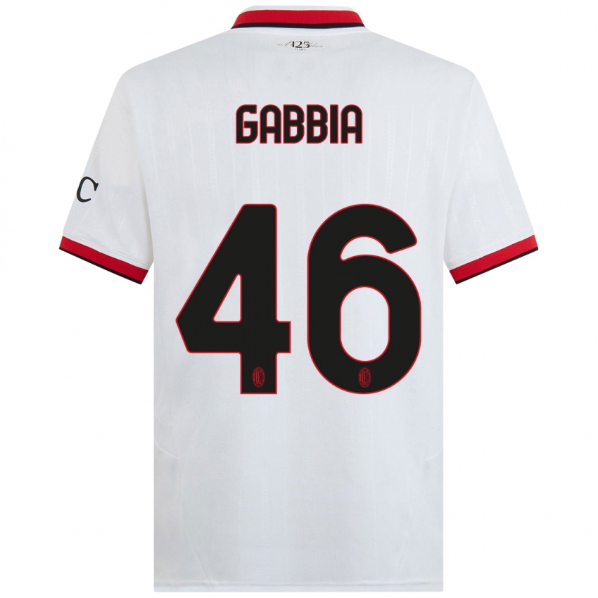 Niño Camiseta Matteo Gabbia #46 Blanco Negro Rojo 2ª Equipación 2024/25 La Camisa Argentina