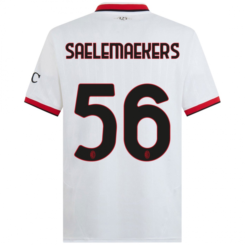 Niño Camiseta Alexis Saelemaekers #56 Blanco Negro Rojo 2ª Equipación 2024/25 La Camisa Argentina