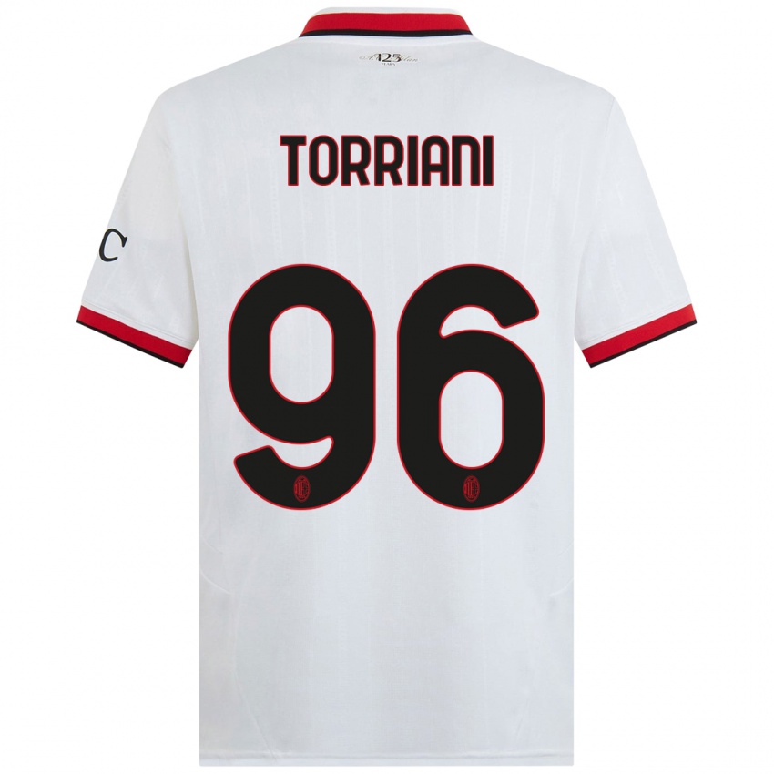 Niño Camiseta Lorenzo Torriani #96 Blanco Negro Rojo 2ª Equipación 2024/25 La Camisa Argentina