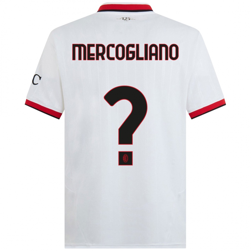 Niño Camiseta Mattia Mercogliano #0 Blanco Negro Rojo 2ª Equipación 2024/25 La Camisa Argentina