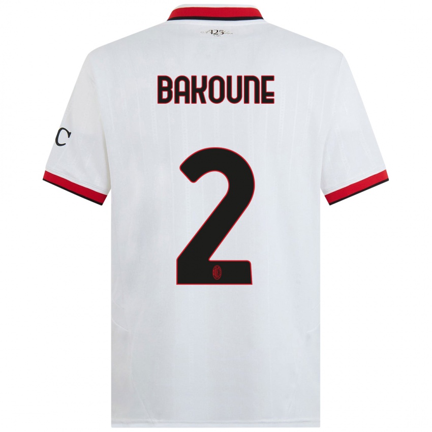 Niño Camiseta Adam Bakoune #2 Blanco Negro Rojo 2ª Equipación 2024/25 La Camisa Argentina