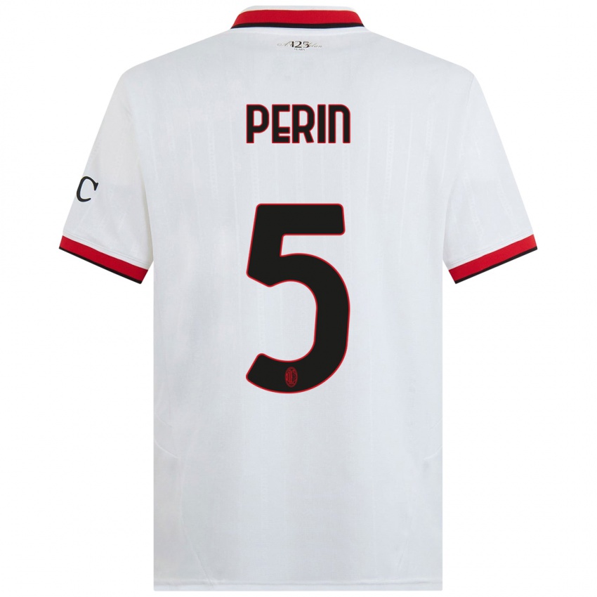 Niño Camiseta Ernesto Perin #5 Blanco Negro Rojo 2ª Equipación 2024/25 La Camisa Argentina