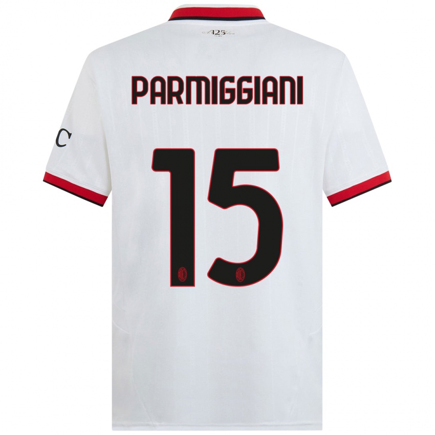 Niño Camiseta Pietro Parmiggiani #15 Blanco Negro Rojo 2ª Equipación 2024/25 La Camisa Argentina