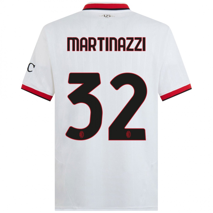 Niño Camiseta Luca Martinazzi #32 Blanco Negro Rojo 2ª Equipación 2024/25 La Camisa Argentina