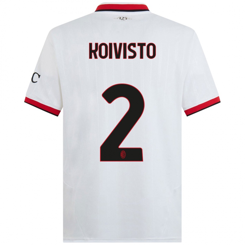 Niño Camiseta Emma Koivisto #2 Blanco Negro Rojo 2ª Equipación 2024/25 La Camisa Argentina