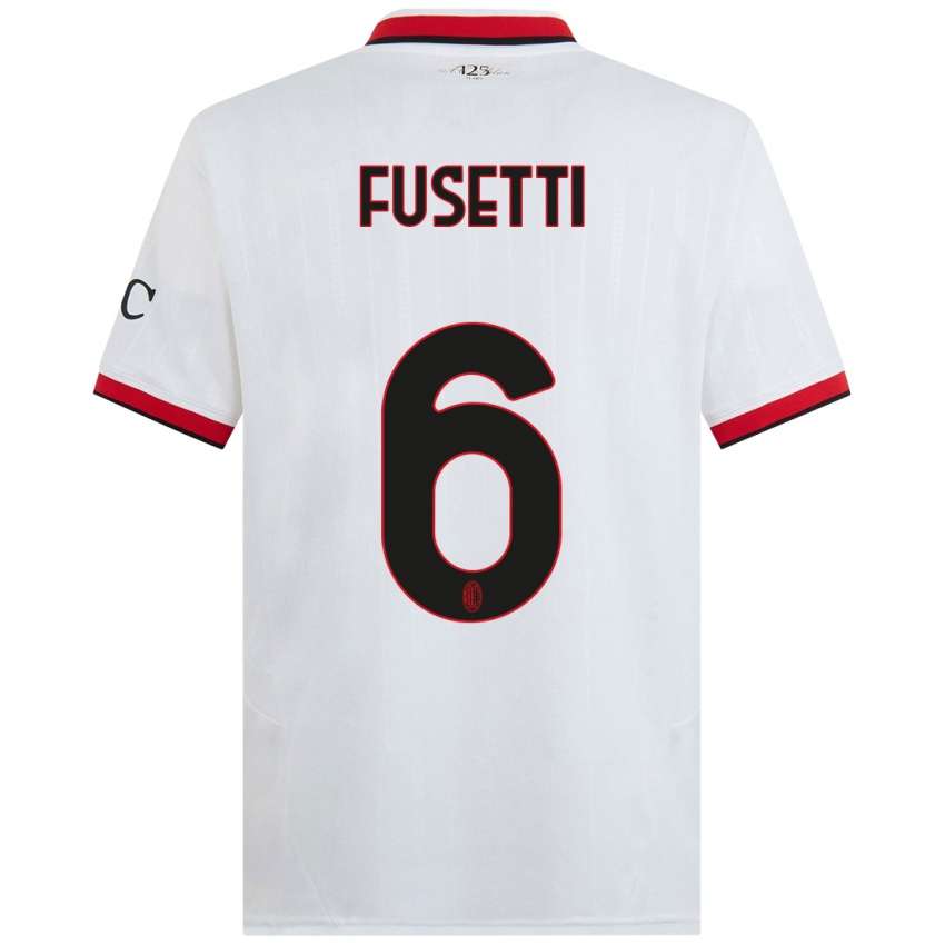 Niño Camiseta Laura Fusetti #6 Blanco Negro Rojo 2ª Equipación 2024/25 La Camisa Argentina