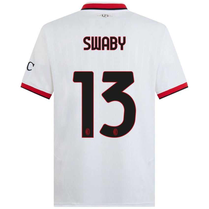 Niño Camiseta Allyson Swaby #13 Blanco Negro Rojo 2ª Equipación 2024/25 La Camisa Argentina