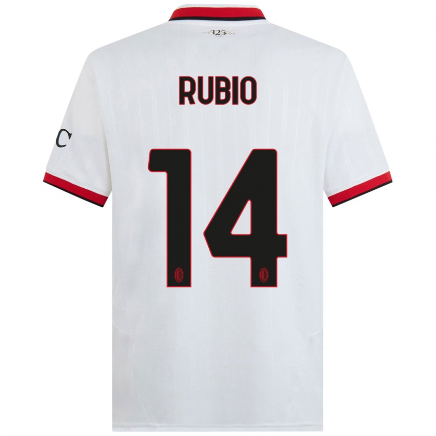 Niño Camiseta Silvia Rubio #14 Blanco Negro Rojo 2ª Equipación 2024/25 La Camisa Argentina