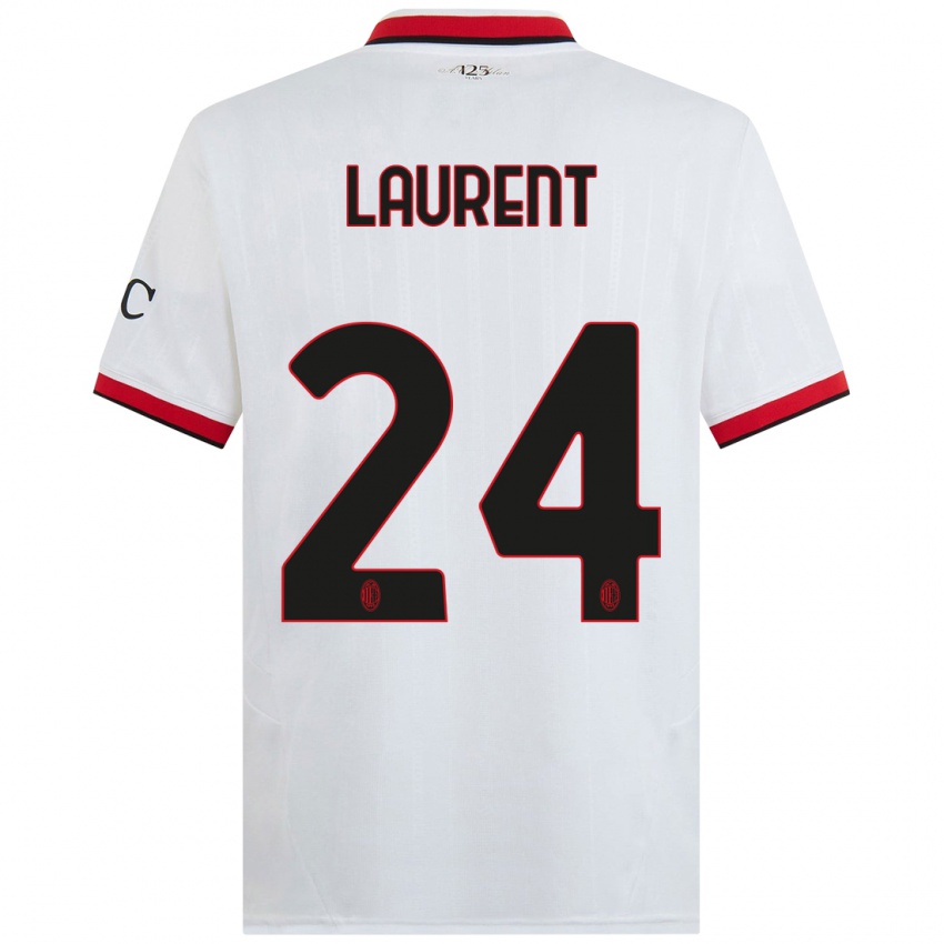 Niño Camiseta Emelyne Laurent #24 Blanco Negro Rojo 2ª Equipación 2024/25 La Camisa Argentina