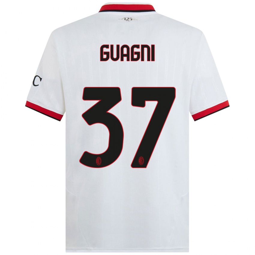 Niño Camiseta Alia Guagni #37 Blanco Negro Rojo 2ª Equipación 2024/25 La Camisa Argentina