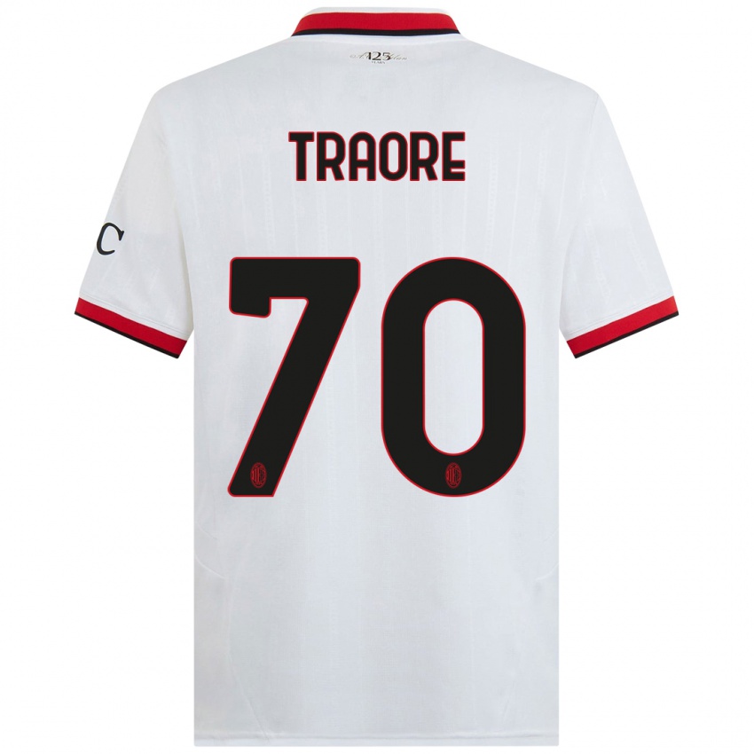 Niño Camiseta Chaka Traore #70 Blanco Negro Rojo 2ª Equipación 2024/25 La Camisa Argentina