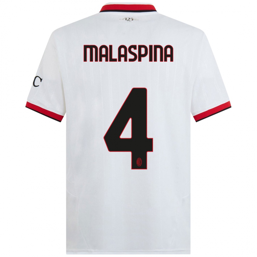 Niño Camiseta Mattia Malaspina #4 Blanco Negro Rojo 2ª Equipación 2024/25 La Camisa Argentina