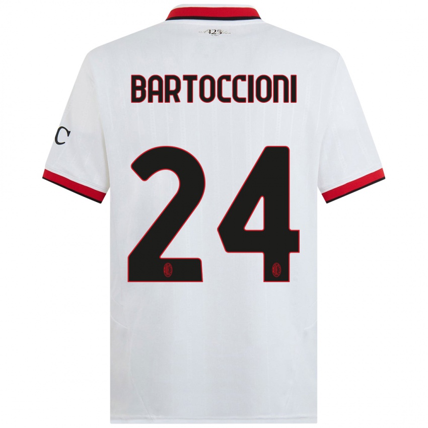 Niño Camiseta Andrea Bartoccioni #24 Blanco Negro Rojo 2ª Equipación 2024/25 La Camisa Argentina