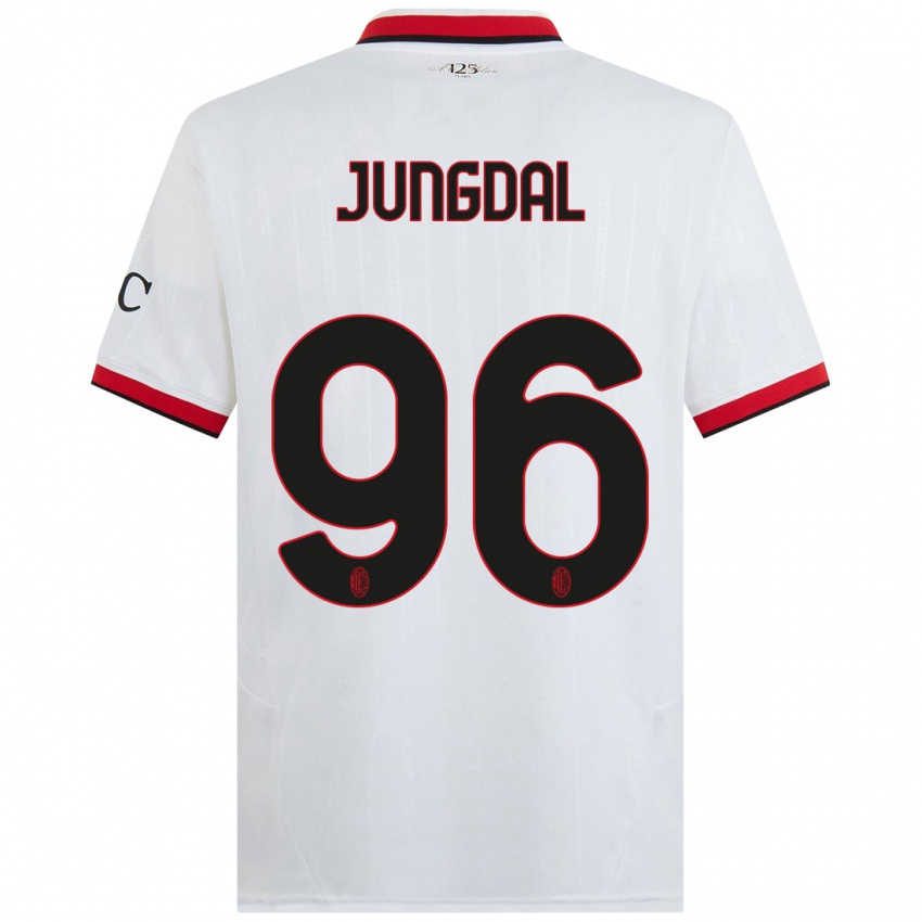 Niño Camiseta Andreas Jungdal #96 Blanco Negro Rojo 2ª Equipación 2024/25 La Camisa Argentina