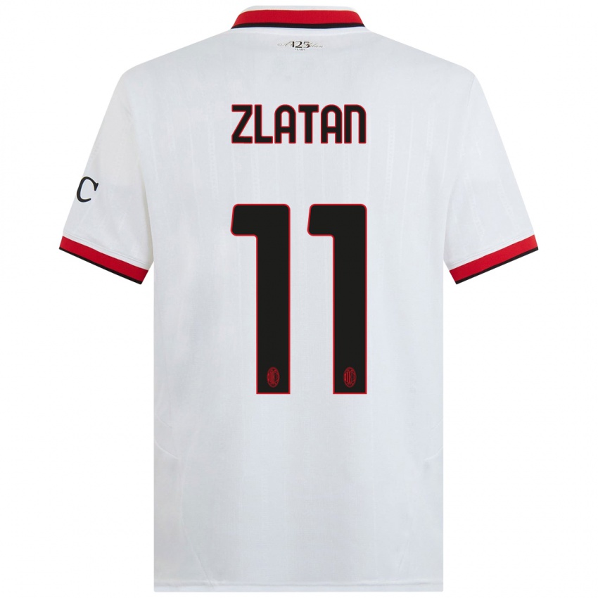 Niño Camiseta Zlatan Ibrahimovic #11 Blanco Negro Rojo 2ª Equipación 2024/25 La Camisa Argentina