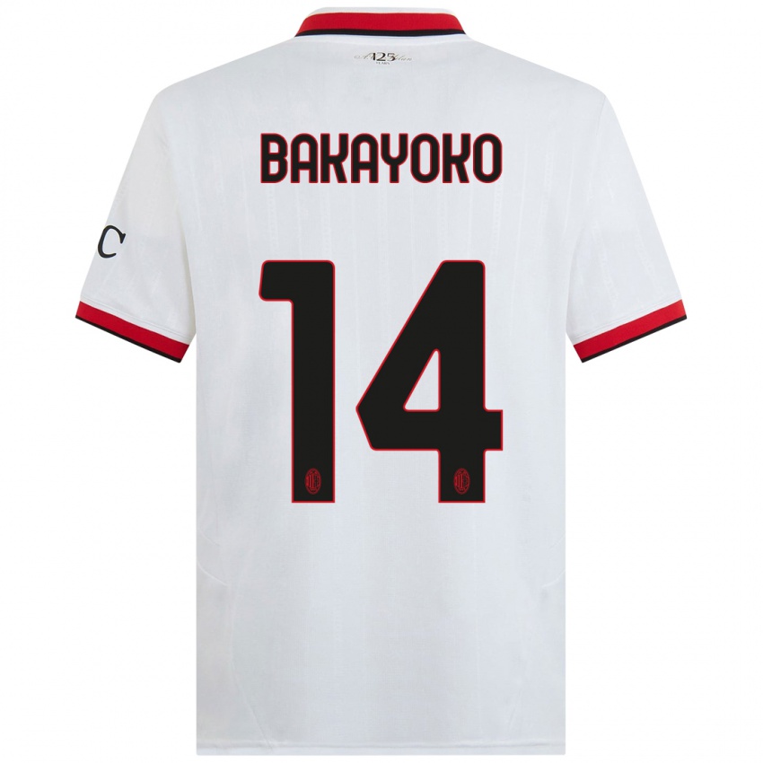 Niño Camiseta Tiemoue Bakayoko #14 Blanco Negro Rojo 2ª Equipación 2024/25 La Camisa Argentina