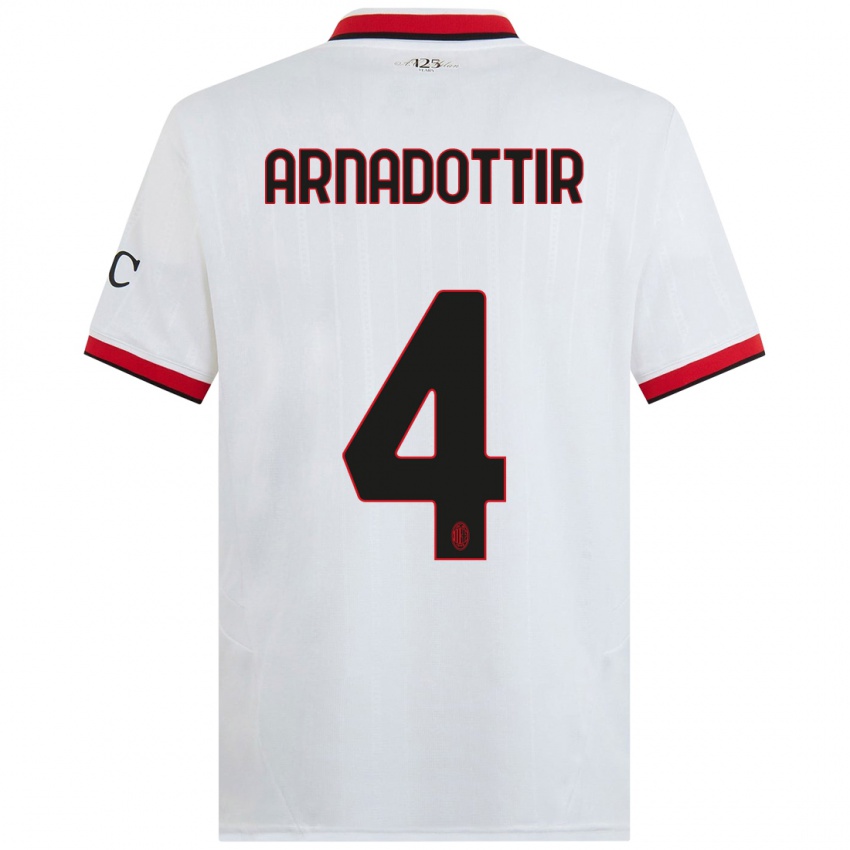 Niño Camiseta Guony Arnadottir #4 Blanco Negro Rojo 2ª Equipación 2024/25 La Camisa Argentina