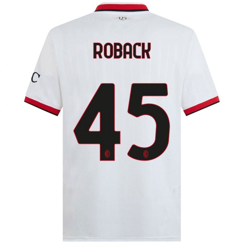 Niño Camiseta Emil Roback #45 Blanco Negro Rojo 2ª Equipación 2024/25 La Camisa Argentina