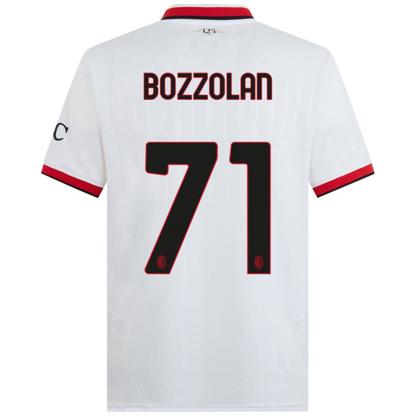 Niño Camiseta Andrea Bozzolan #71 Blanco Negro Rojo 2ª Equipación 2024/25 La Camisa Argentina