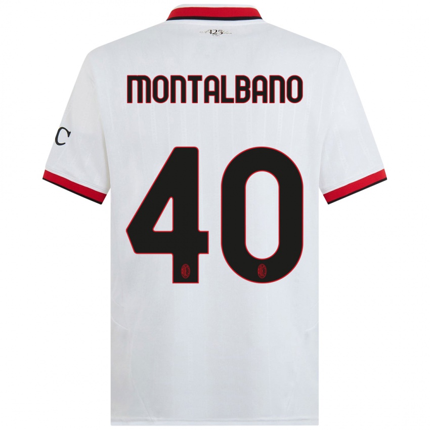 Niño Camiseta Nicolo Montalbano #40 Blanco Negro Rojo 2ª Equipación 2024/25 La Camisa Argentina