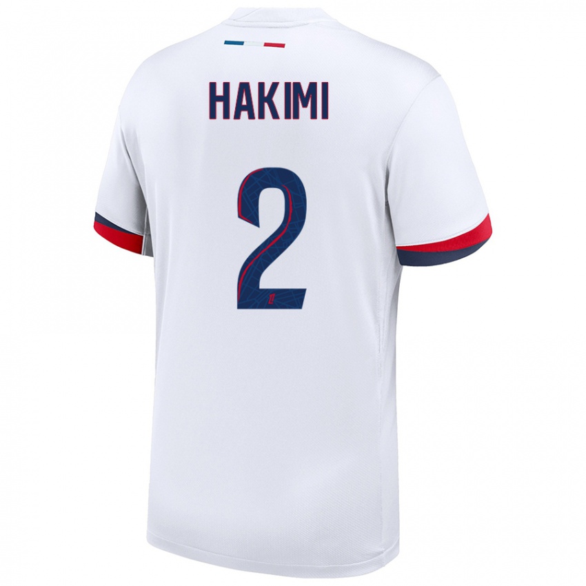 Niño Camiseta Achraf Hakimi #2 Blanco Azul Rojo 2ª Equipación 2024/25 La Camisa Argentina