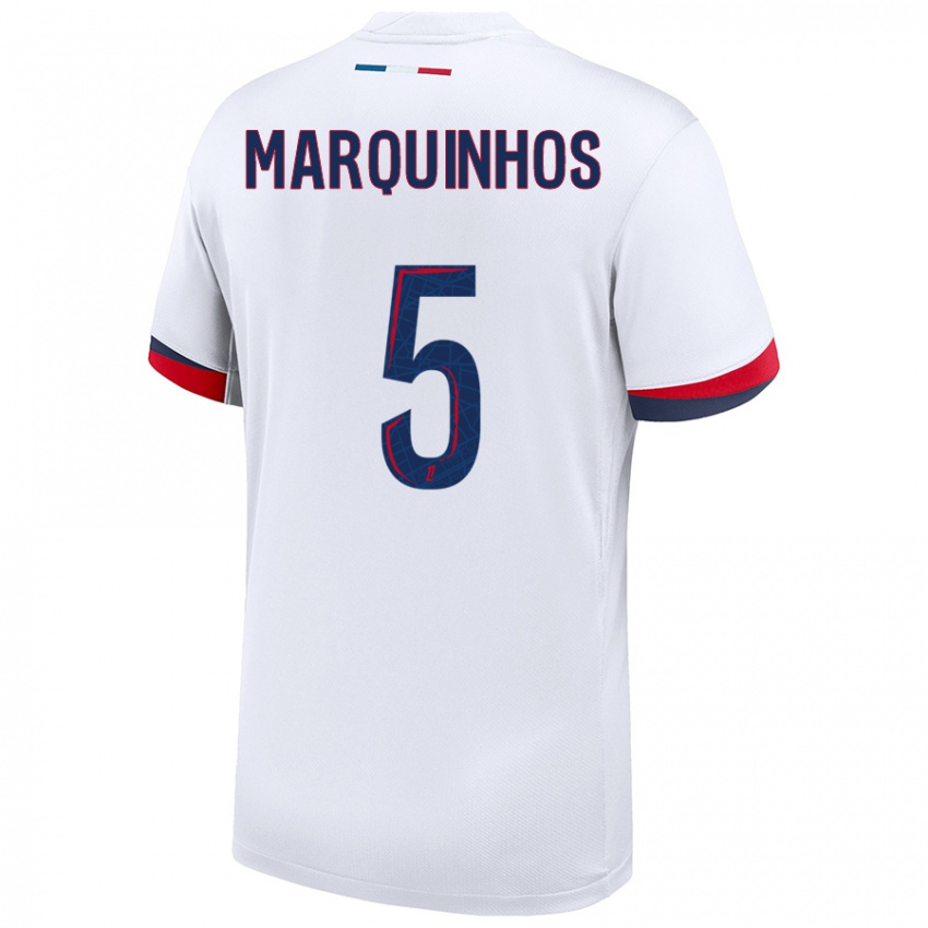 Niño Camiseta Marquinhos #5 Blanco Azul Rojo 2ª Equipación 2024/25 La Camisa Argentina