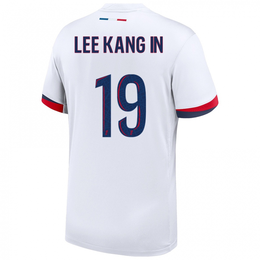 Niño Camiseta Kang-In Lee #19 Blanco Azul Rojo 2ª Equipación 2024/25 La Camisa Argentina