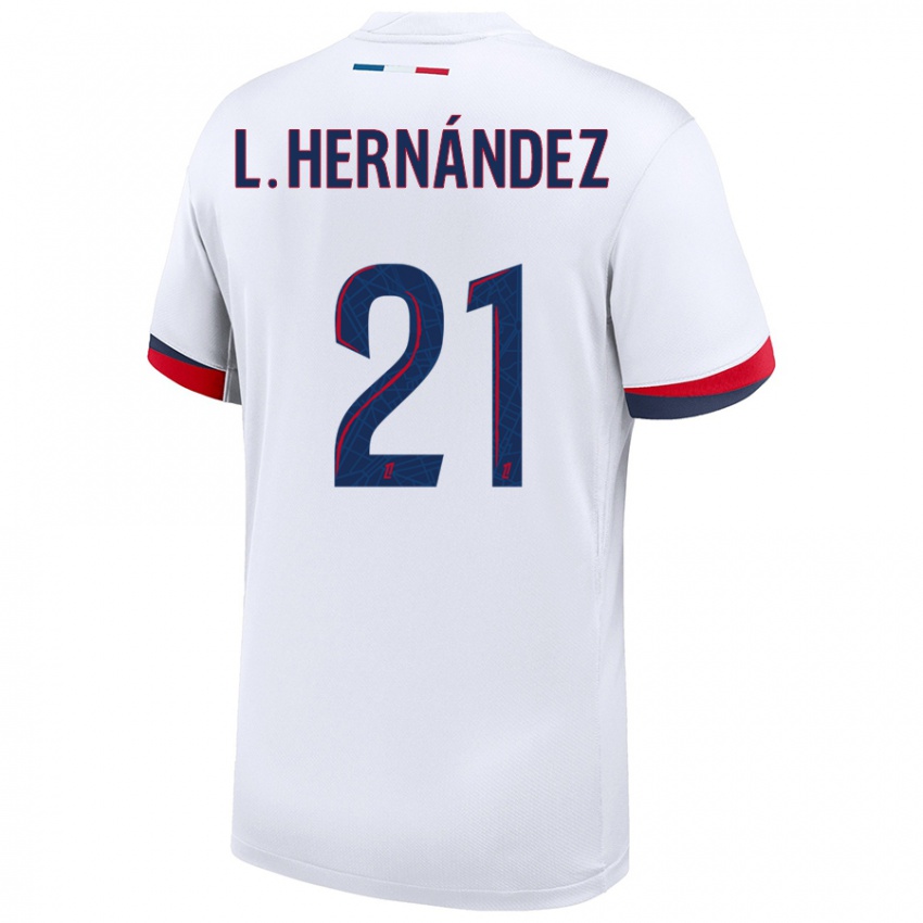 Niño Camiseta Lucas Hernández #21 Blanco Azul Rojo 2ª Equipación 2024/25 La Camisa Argentina