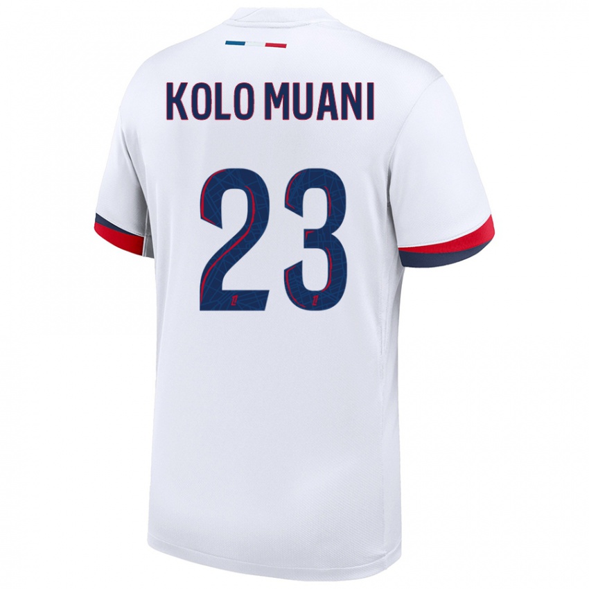 Niño Camiseta Randal Kolo Muani #23 Blanco Azul Rojo 2ª Equipación 2024/25 La Camisa Argentina