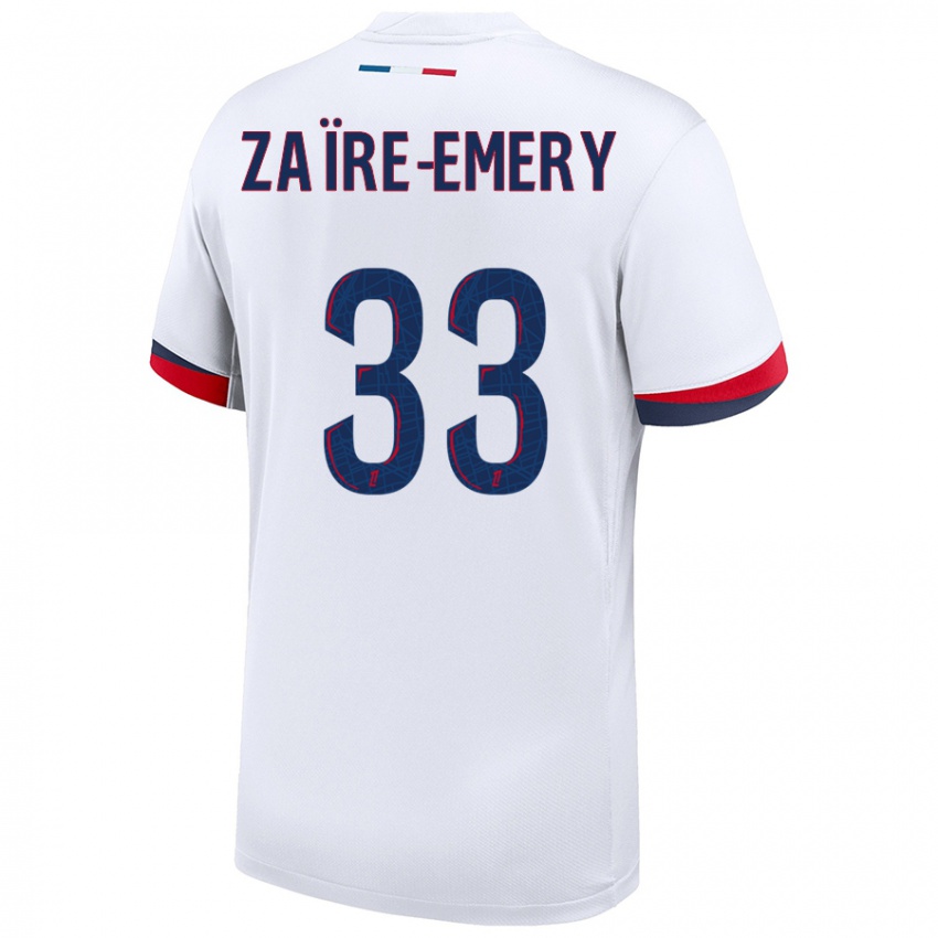 Niño Camiseta Warren Zaire Emery #33 Blanco Azul Rojo 2ª Equipación 2024/25 La Camisa Argentina