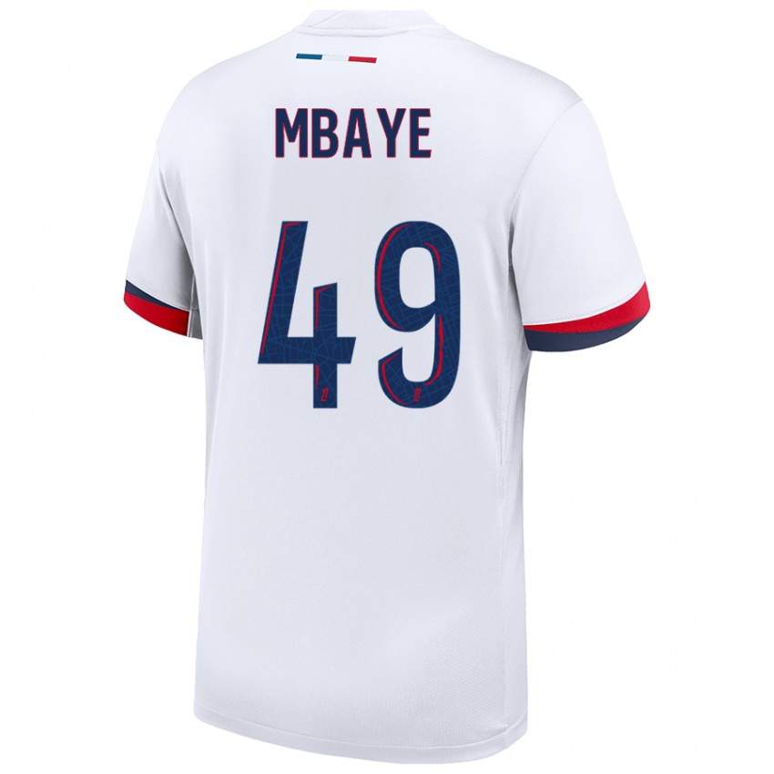 Niño Camiseta Ibrahim Mbaye #49 Blanco Azul Rojo 2ª Equipación 2024/25 La Camisa Argentina