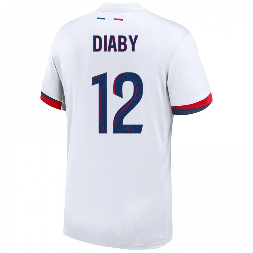 Niño Camiseta Ibrahima Diaby #12 Blanco Azul Rojo 2ª Equipación 2024/25 La Camisa Argentina