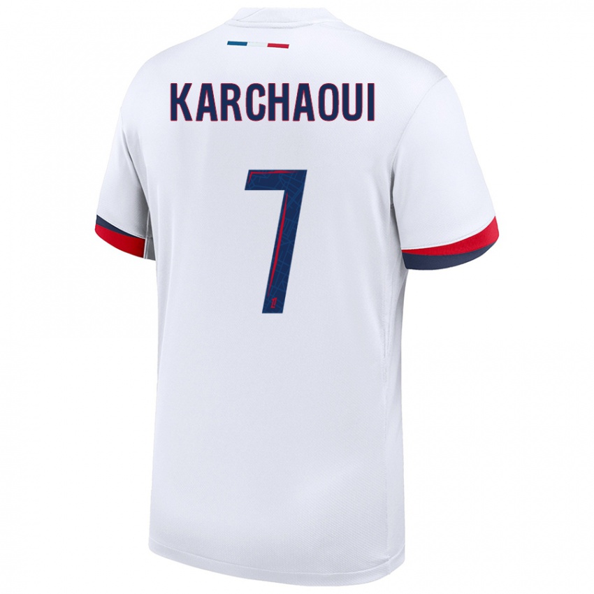 Niño Camiseta Sakina Karchaoui #7 Blanco Azul Rojo 2ª Equipación 2024/25 La Camisa Argentina