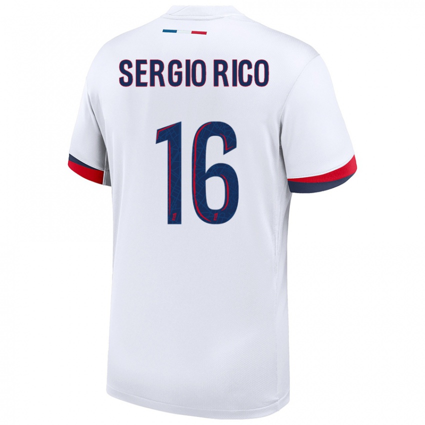 Niño Camiseta Sergio Rico #16 Blanco Azul Rojo 2ª Equipación 2024/25 La Camisa Argentina