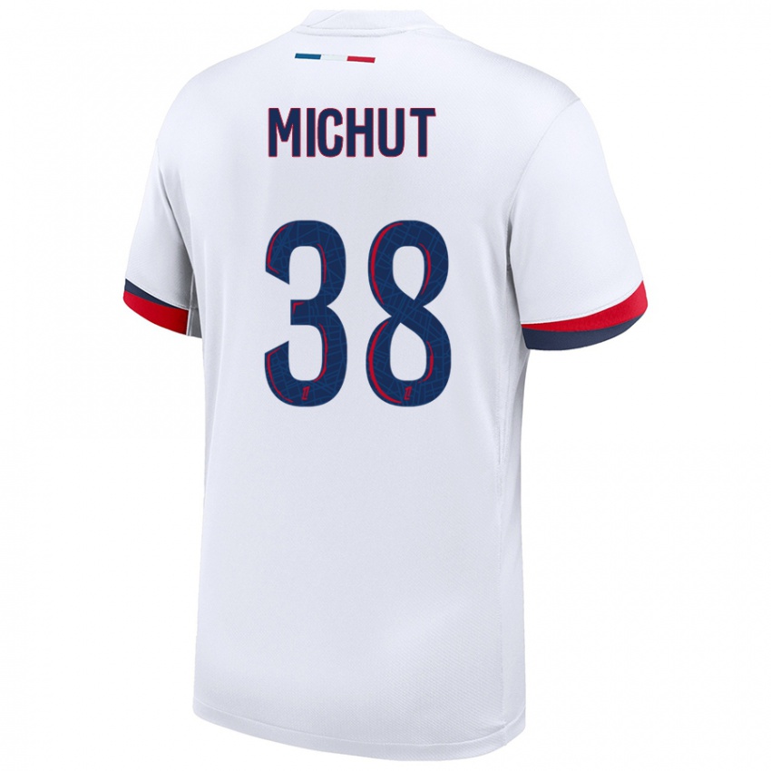 Niño Camiseta Edouard Michut #38 Blanco Azul Rojo 2ª Equipación 2024/25 La Camisa Argentina