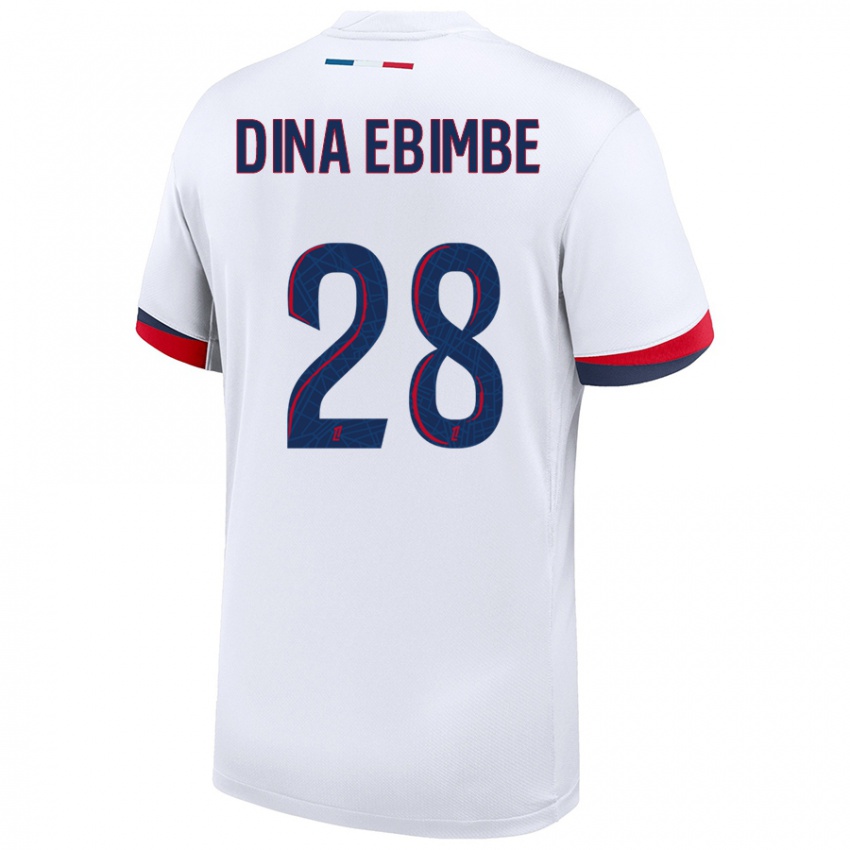 Niño Camiseta Eric Junior Dina Ebimbe #28 Blanco Azul Rojo 2ª Equipación 2024/25 La Camisa Argentina