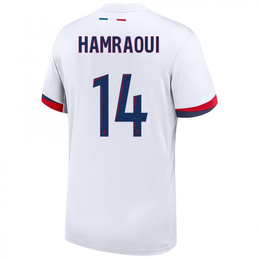 Niño Camiseta Kheira Hamraoui #14 Blanco Azul Rojo 2ª Equipación 2024/25 La Camisa Argentina