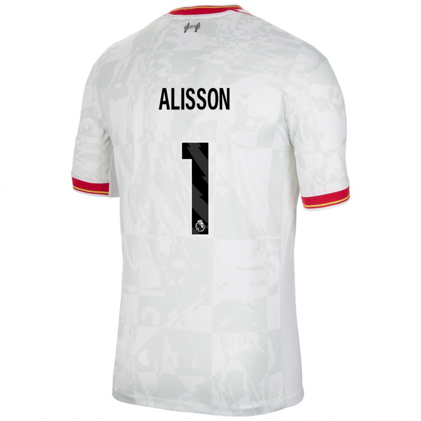 Niño Camiseta Alisson #1 Blanco Rojo Negro Equipación Tercera 2024/25 La Camisa Argentina